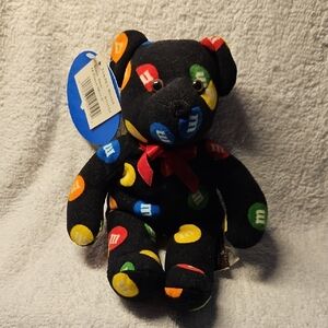 M&M's Black Teddy Bear with Colorful Logos